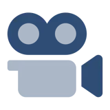 Een blauwe filmcamera die beeldmateriaal afbeeldt