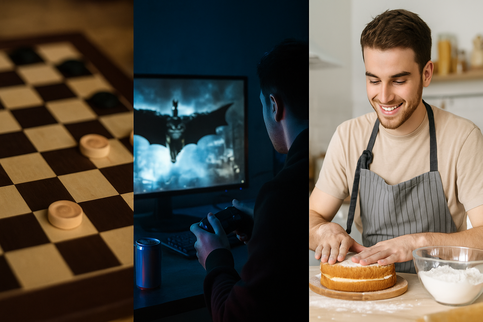 mijn hobby, dammen, gamen en bakken